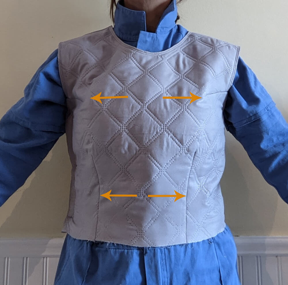 Custom Mandalorian vest pattern showing dart placement.